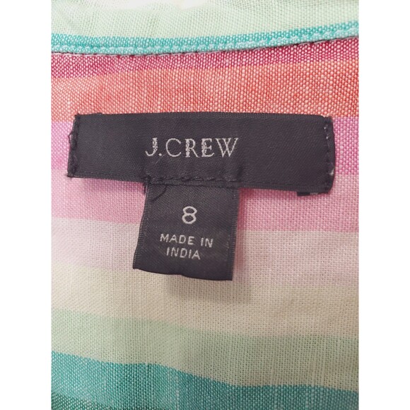 J.Crew Classic-Fit Boy Button-Up Shirt Rainbow Stripe Linen/Cotton Blend Size 8 - Picture 3 of 6